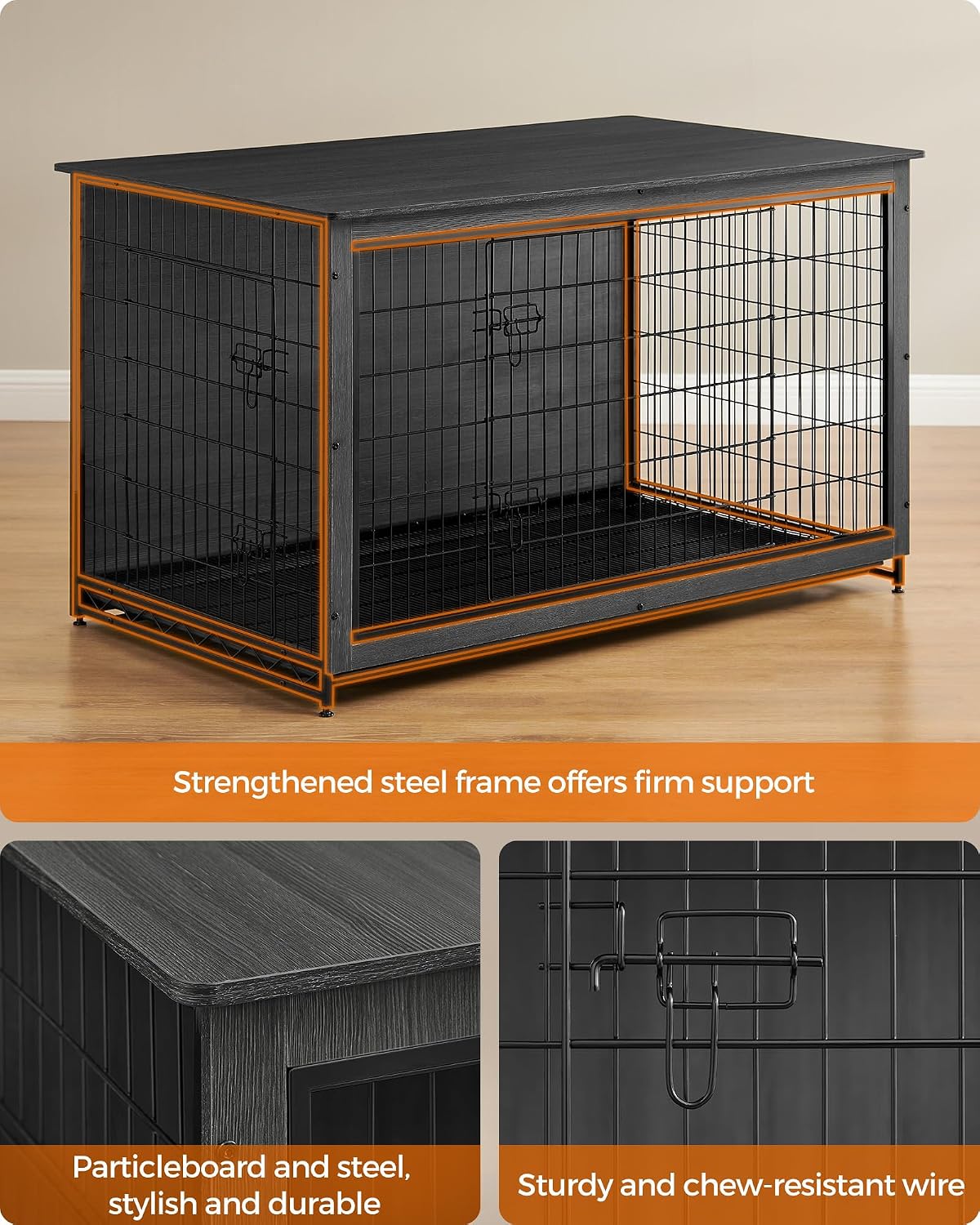 Feandrea 27.2" Dog Crate Furniture - Ink Black / 56.1"L x 33.7"W x 33.8"H - image 3