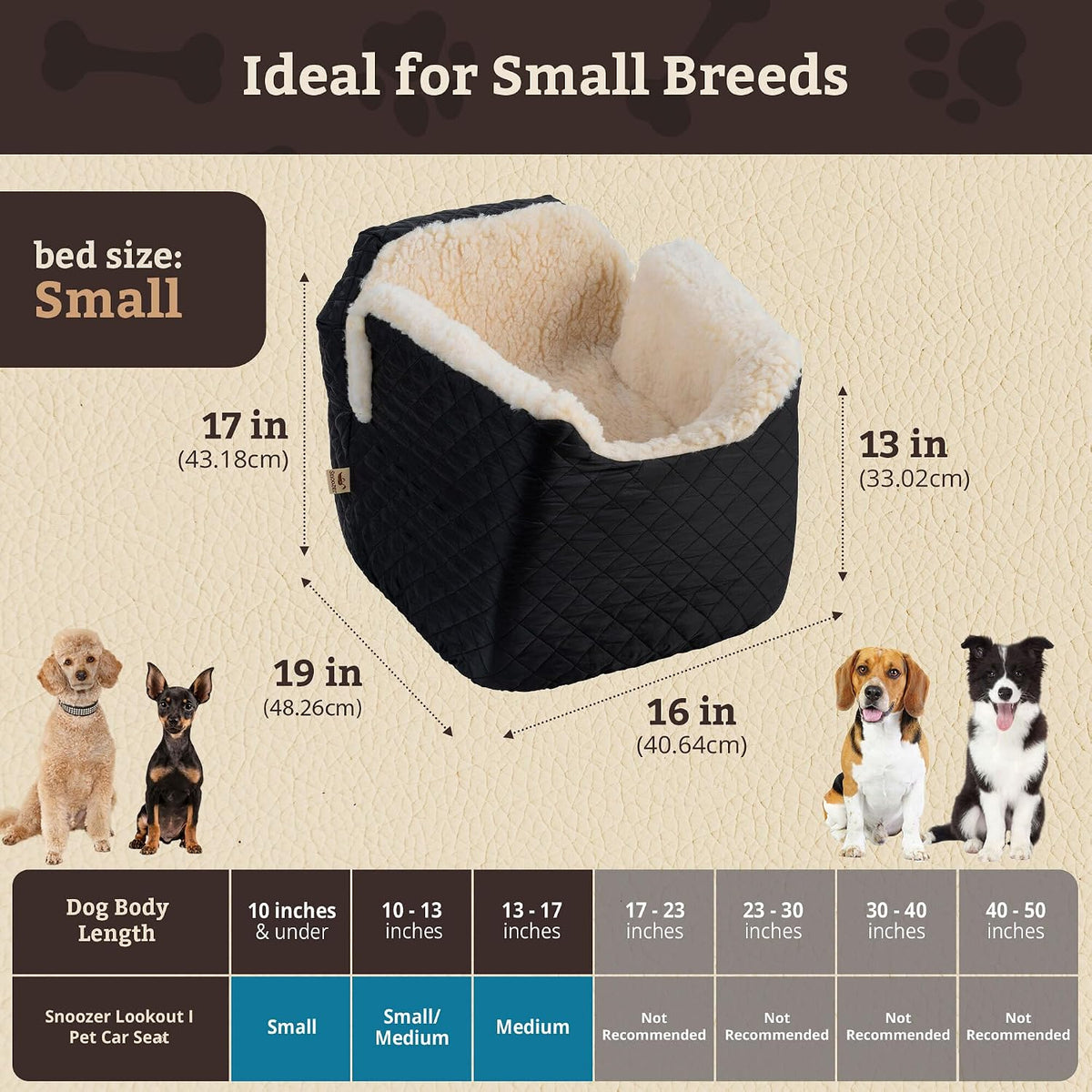 Snoozer Lookout I Car Seat, Dog Car Seats for Small Dogs - Black Quilted / Small - image 3