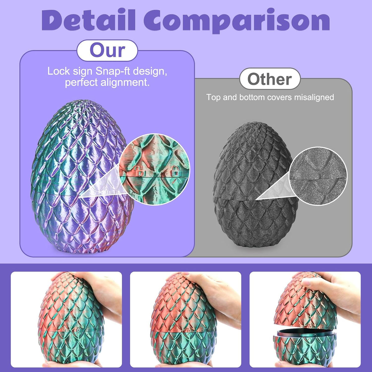 Small Dragon Eggs with Dragon Inside - Gradient Blue-green-brown / M (H:5.8 inches) - image 4