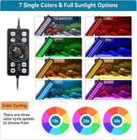 hygger Aquarium LED Light Fish Tank Full Spectrum Lighting with 24/7 Day-Night Cycle Mode & Auto On/Off Timer, 7 Colors Options, Dimmable, Extendable Bracket for 24~30in Freshwater Tank