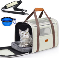 Morpilot Cat Carrier Soft for Large Medium Cats and Puppy up to – Essentials for Dogs - Beige / 18.0"L x 12.5"W x 14.0"H