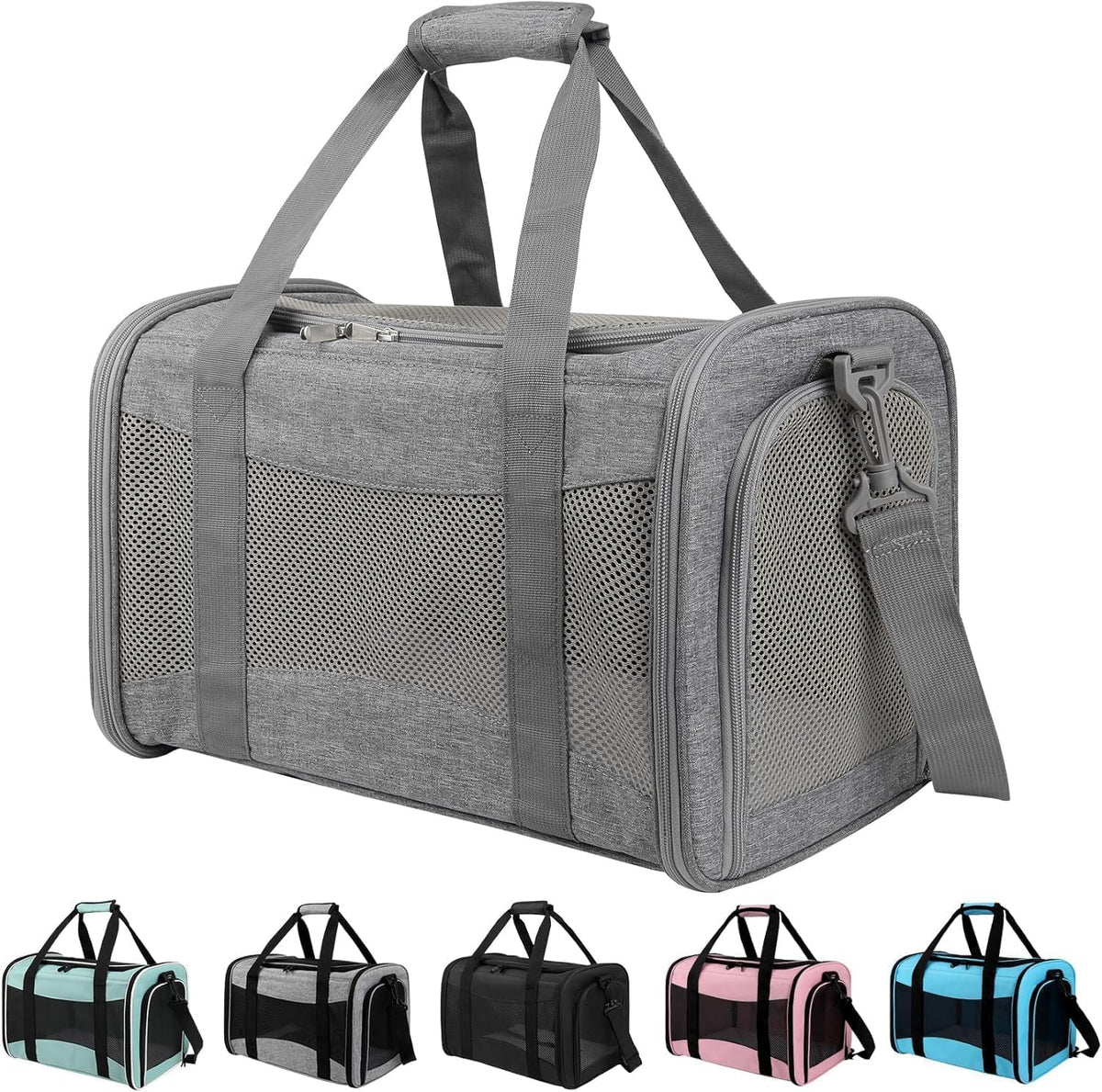 Cat Dog Carriers Soft-Sided - 17.0"L x 11.0"W x 11.0"H / grey