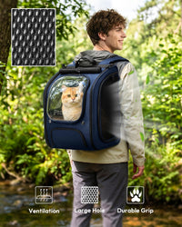 Pecute Cat Backpack Carrier, Large Space Cat Bubble Backpack - Blue / 12.6"L x 10.2"W x 16.5"H - image 3