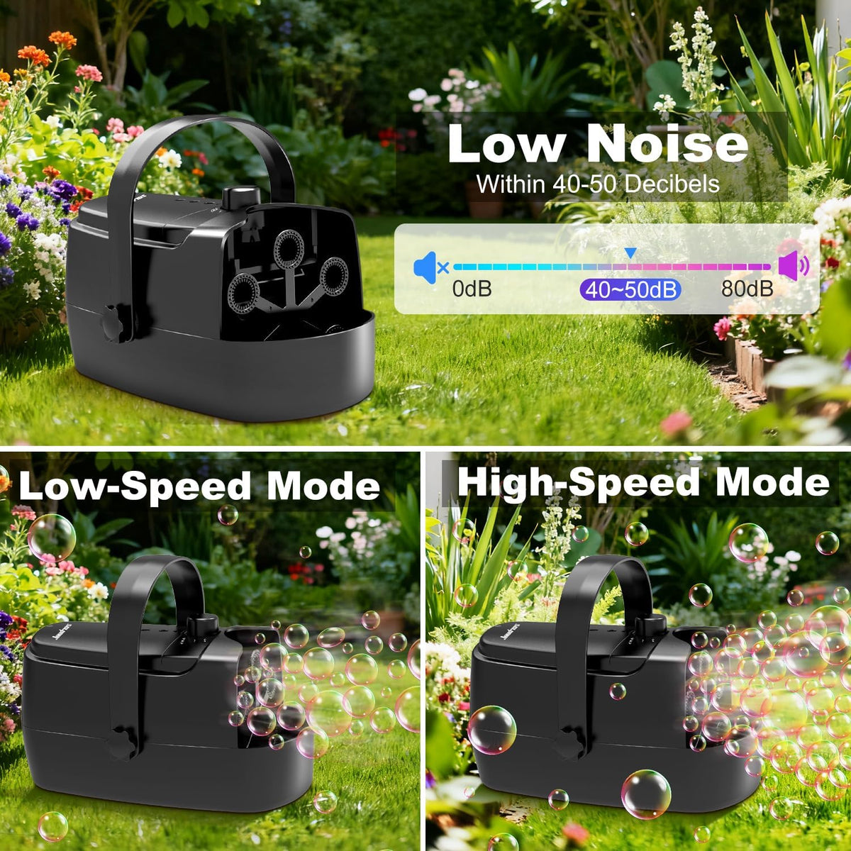Zerhunt Durable Bubble Machine for Party: 3 Power Modes for Non-Stop - Black - image 4