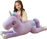 IKASA 43" Giant Unicorn Stuffed Animal, Super Soft - Purple