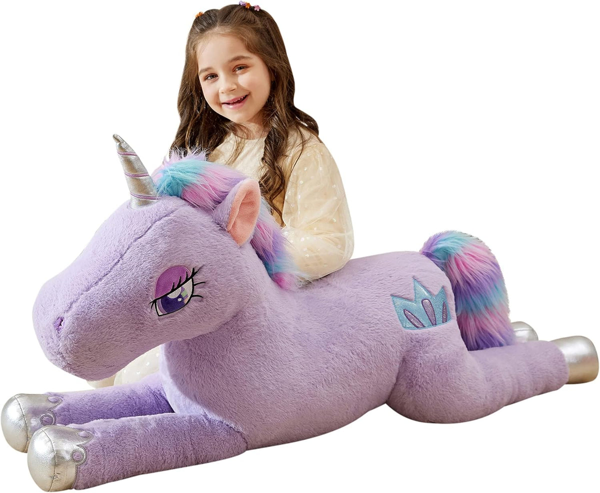 IKASA 43" Giant Unicorn Stuffed Animal, Super Soft - Purple