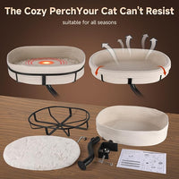 Cat Desk Bed - 360° Rotating Mount Attachment - Space-Saving Cats Hammock for Home Office/Computer Desks, Washable All-Season Indoor Pet Nest - Comfortable Perch