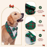 Dog Tuxedo for Small Dogs Valentines Bandana with Bowtie Wedding Tux – Essentials for Dogs - Christmas-Green / X-Small - image 4