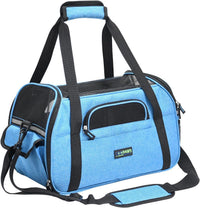 JESPET Soft-Sided Airline-Approved Dog & Cat Carrier Travel Bag – Essentials for Cats - 19.0"L x 10.0"W x 13.0"H / Turquoise Blue