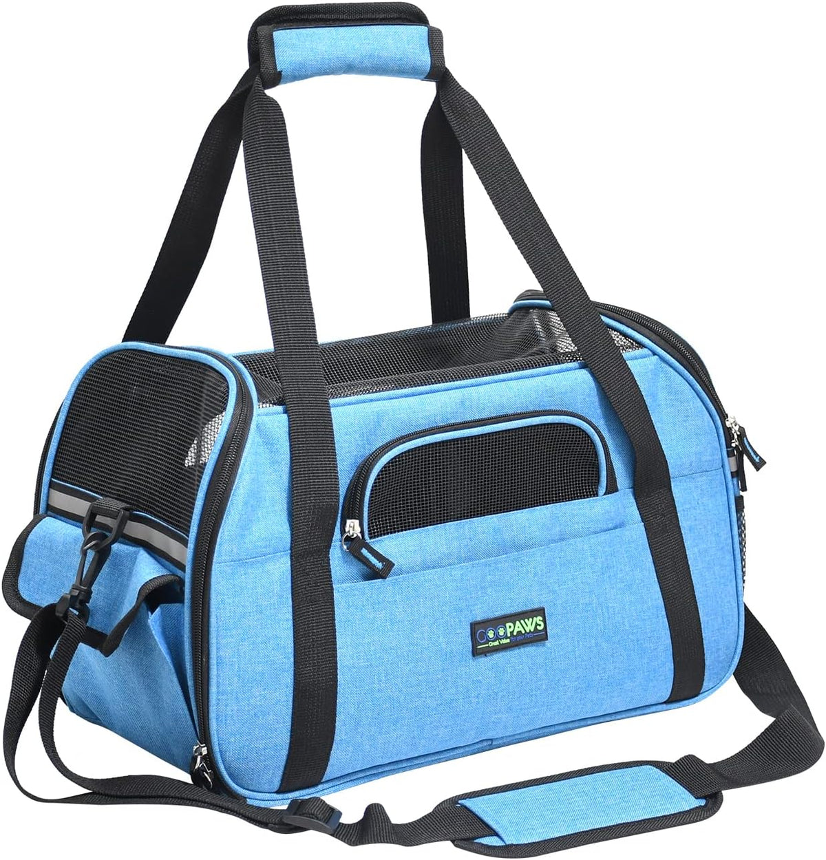 JESPET Soft-Sided Airline-Approved Dog & Cat Carrier Travel Bag – Essentials for Cats - 19.0"L x 10.0"W x 13.0"H / Turquoise Blue