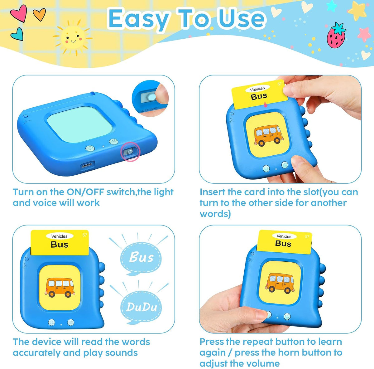 Talking Flash Cards,Kids Toddler Flash Cards with 240 Sight Words – Fun for Kids & Family - Blue - image 2