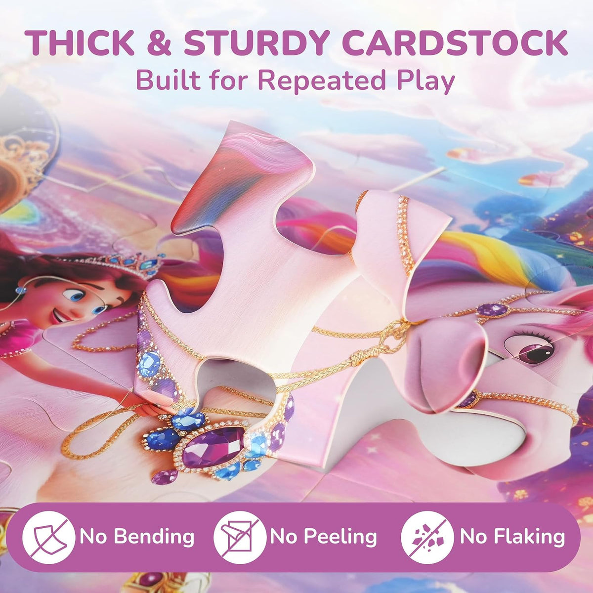 BenBen mermaid floor puzzle for kids, 52 large cardboard pieces with carrying box - view 9