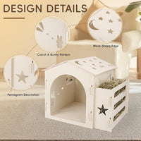 Extra Large Rabbit House & Rabbit Hay Feeder, Indoor Bunny Hideout with Feeder, Small Animal Houses & Habitats and Guinea Pig Hay Feeder