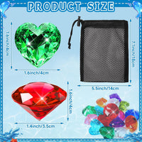 MARFOREVER pool dive gems, 8 diamond and 8 heart shaped acrylic gems with storage bag - view 7