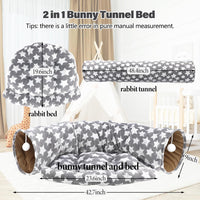 Bunny Tunnel Bed, 2-in-1 Collapsible Rabbit Tunnel Hideout with Mat – Essentials for Small Pets - Greystar - image 2