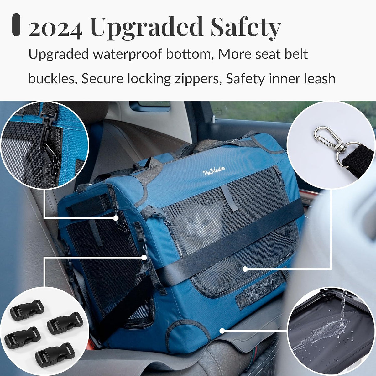 Extra Large Cat Carrier for 2 Cats - 24.0"L x 16.5"W x 16.5"H / Prussian Blue - image 3