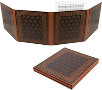 CASEMATIX brown faux leather DM screen with embossed dragon and four folding panels - view 2