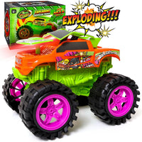 Team Power Exploding Monster Truck Toy with Explosive Crash Sounds - Orange