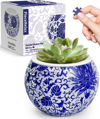 PieceRelax Unique 3D Puzzle Planter, 80 Plastic Pieces [K1101] - Oriental Floral Ornament