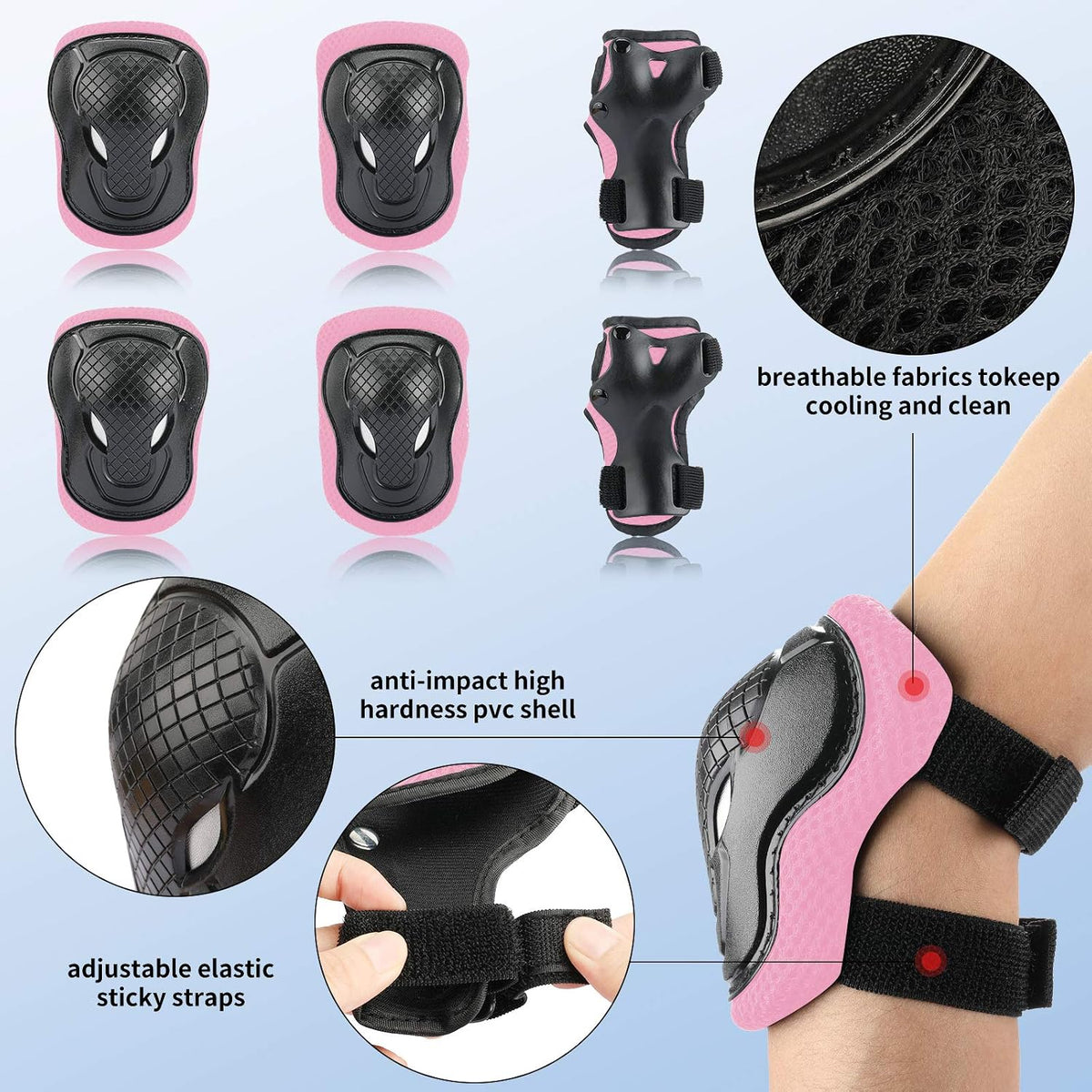 Kids Bike Skateboard Helmet Pad Set - S(18"-20.5"/ 2 -7years) / Pink - image 2