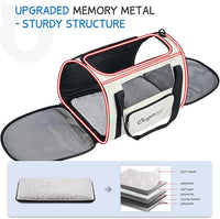 BurgeonNest Cat Carrier for Large Cats 20 lbs,Medium Pet Under 25 lbs,2 Puppy and Small Dogs with Unique Side Bag,Top Load Pet Carrier Soft-Sided Escape Proof with 4 Ventilated Windows