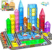 Magnetic Tiles, Road Set, Magnetic Building Blocks - Christmas