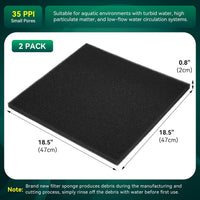 Borlech Aquarium Bio Filter Sponge Pad - 18.5"x18.5"x0.8" (35PPI) 2 PACK - image 2