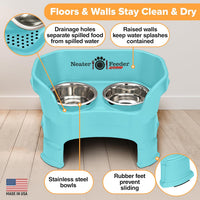 Neater Feeder Deluxe Mess-Proof Elevated Dog Bowls for Large Dogs - Medium + Standard Bowl / Aquamarine - image 4