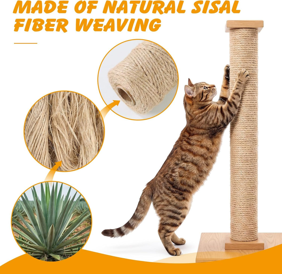 Natural Sisal Rope for Cat Scratcher - 1/4 Inch x 100 Feet - image 3