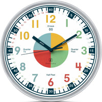 OWLCONIC Kids Teaching Clock, Learning Clock, Silent 10in - Multicolor