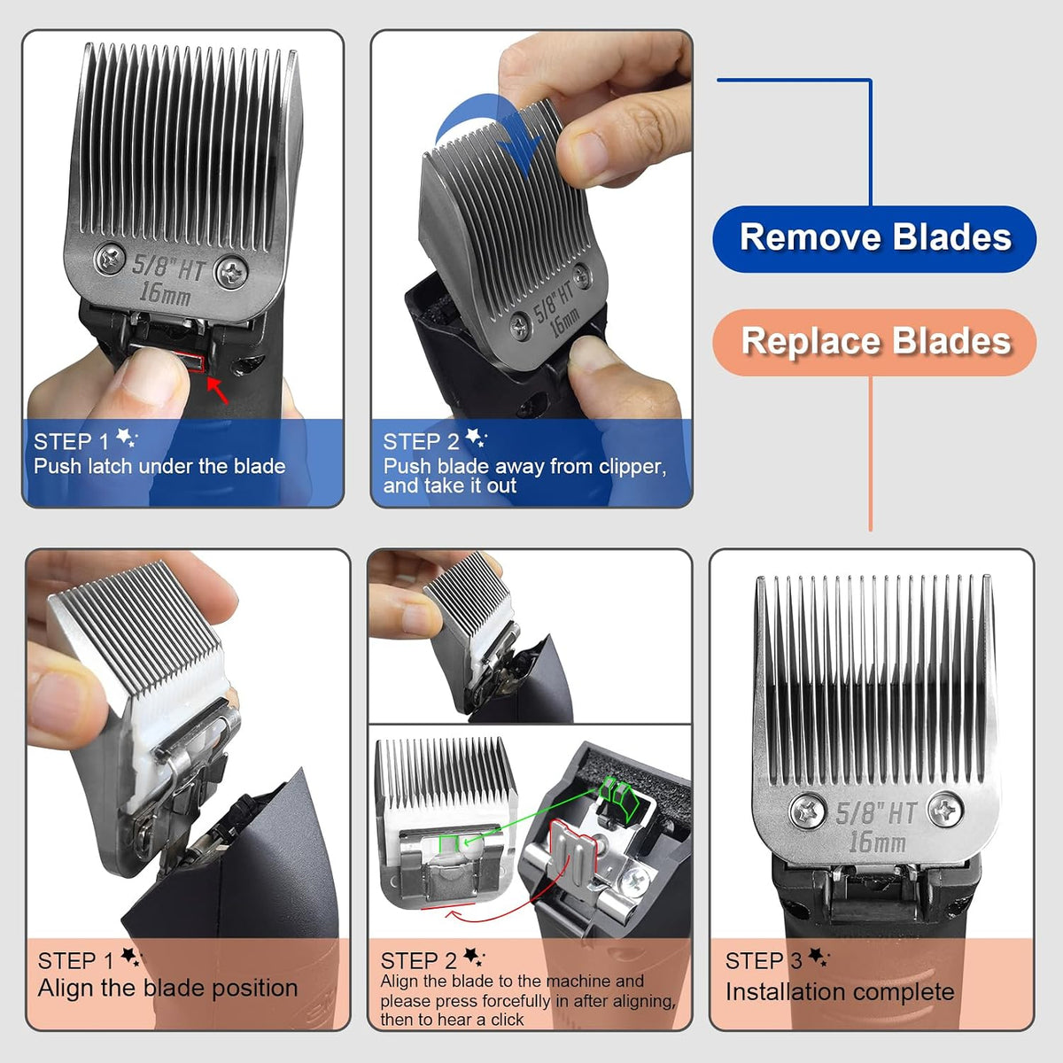 10# Grooming Ceramic Pet Clipper Blades Compatible with Andis & Oster - Silver / 5/8HT 16mm - image 2