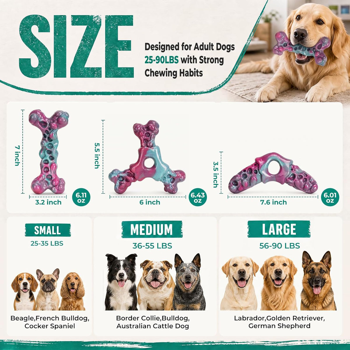 3-Pack Tough Dog Chew Toys, Dog Toys for Aggressive Chewers 25 - image 4