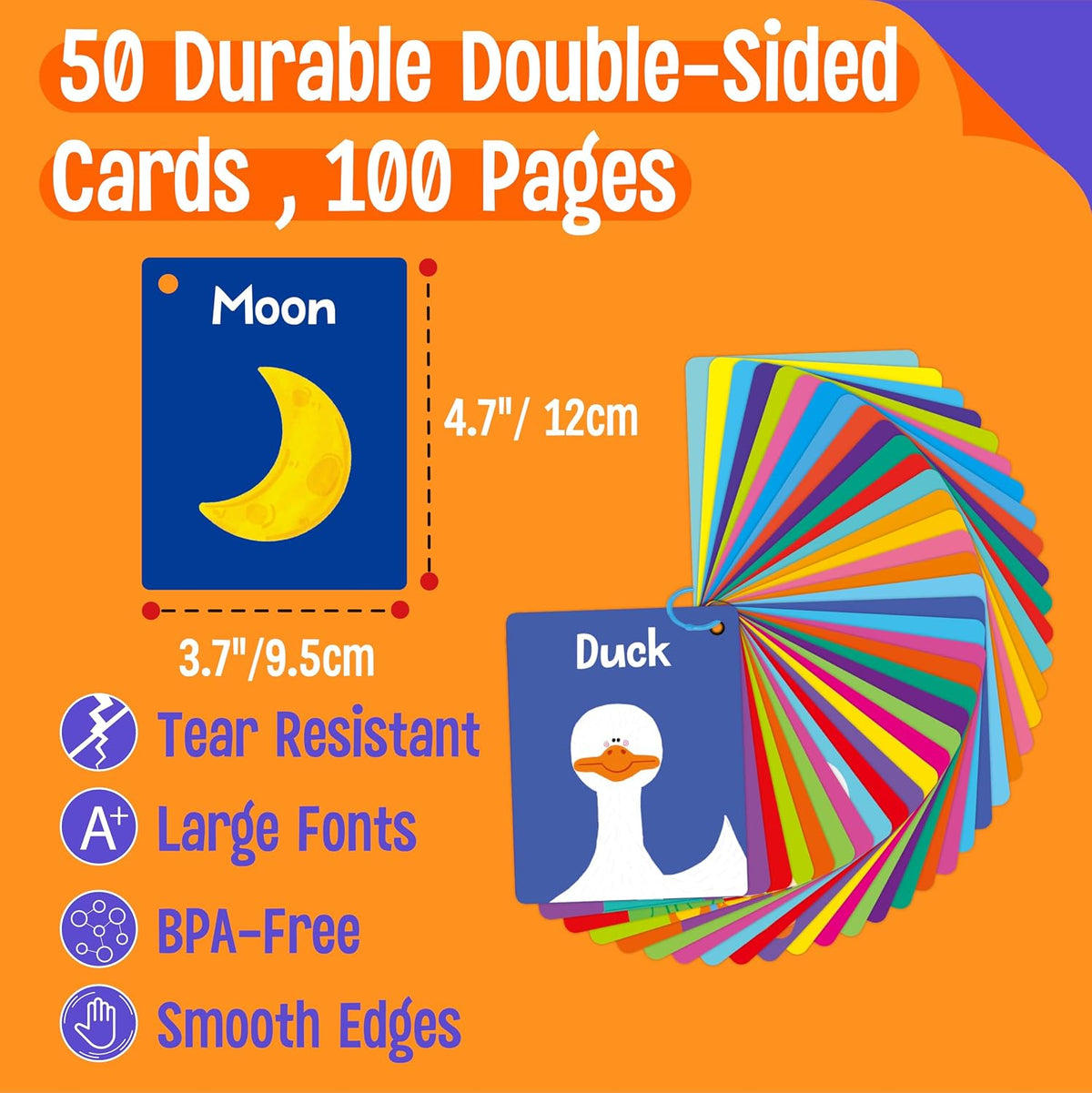 SpriteGru Spanish flashcards for toddlers with colorful cartoon images on rings - view 20