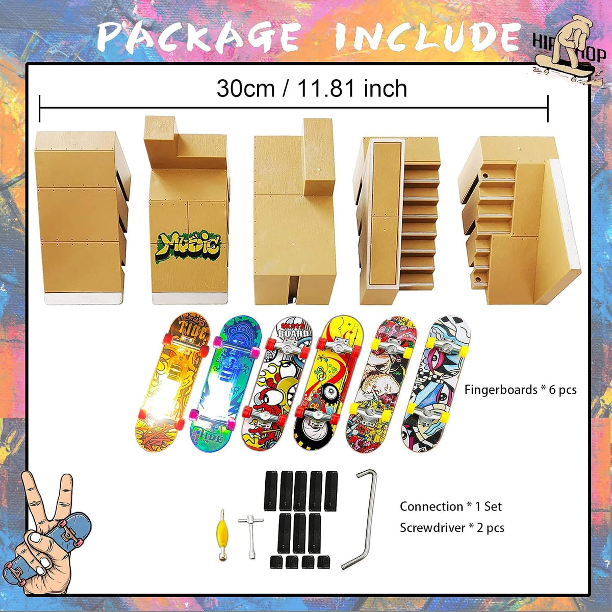 Premium Fingerboard Skate Park Kit with 6 Finger Skateboards & 5 Ramps – Fun for Kids & Family - image 3