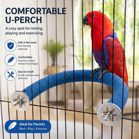 U-Shaped Large Parrot Perch, Quartz Bird Perch for Cage – Essentials for Birds - Large / Blue - image 3