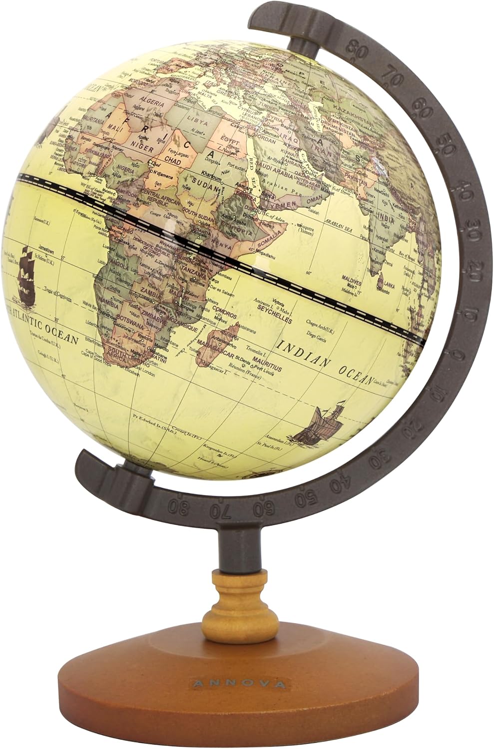 Annova Mini Antique Globe 4-inch / 10 cm - Brown-2 - image 3