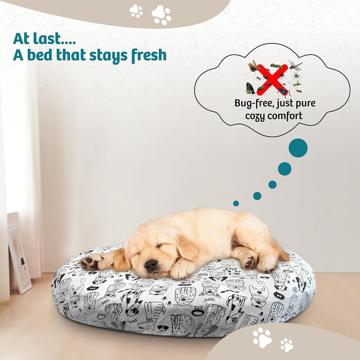 Round Dog Bed Covers Replacement Washable - Doodle Dogs / Small (Up to 27″) - image 2