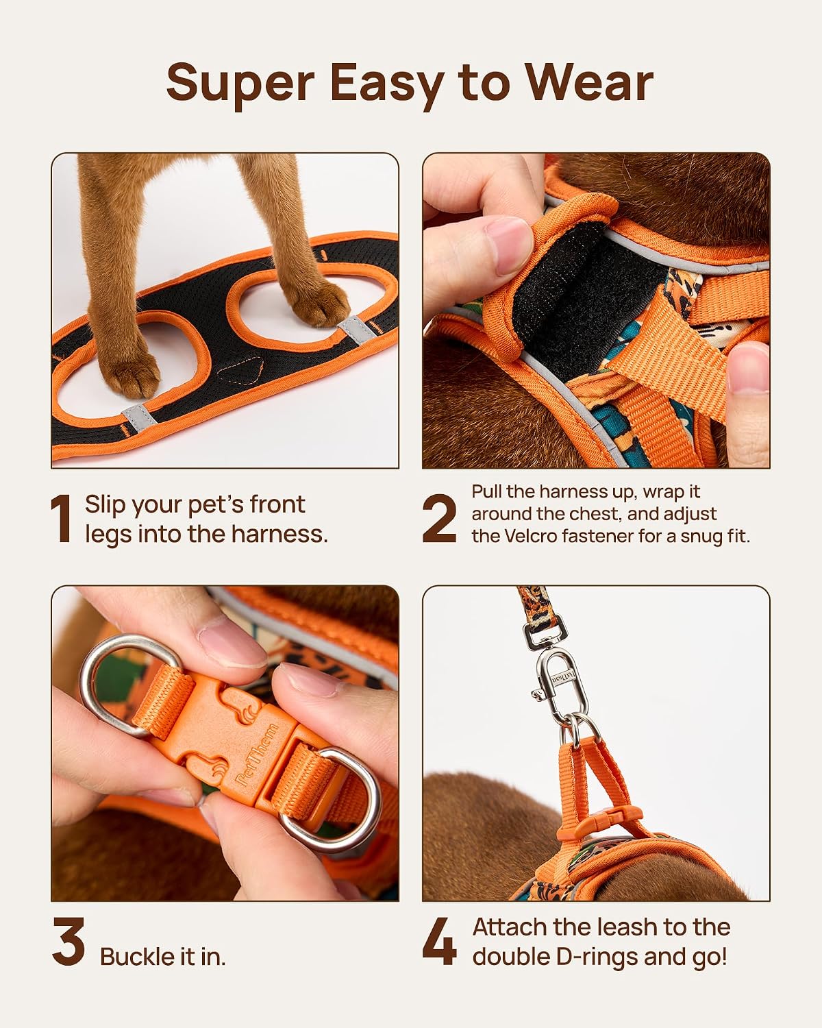Upgraded Cat Harness and Leash Set - Orange King of The Jungle / L - image 2