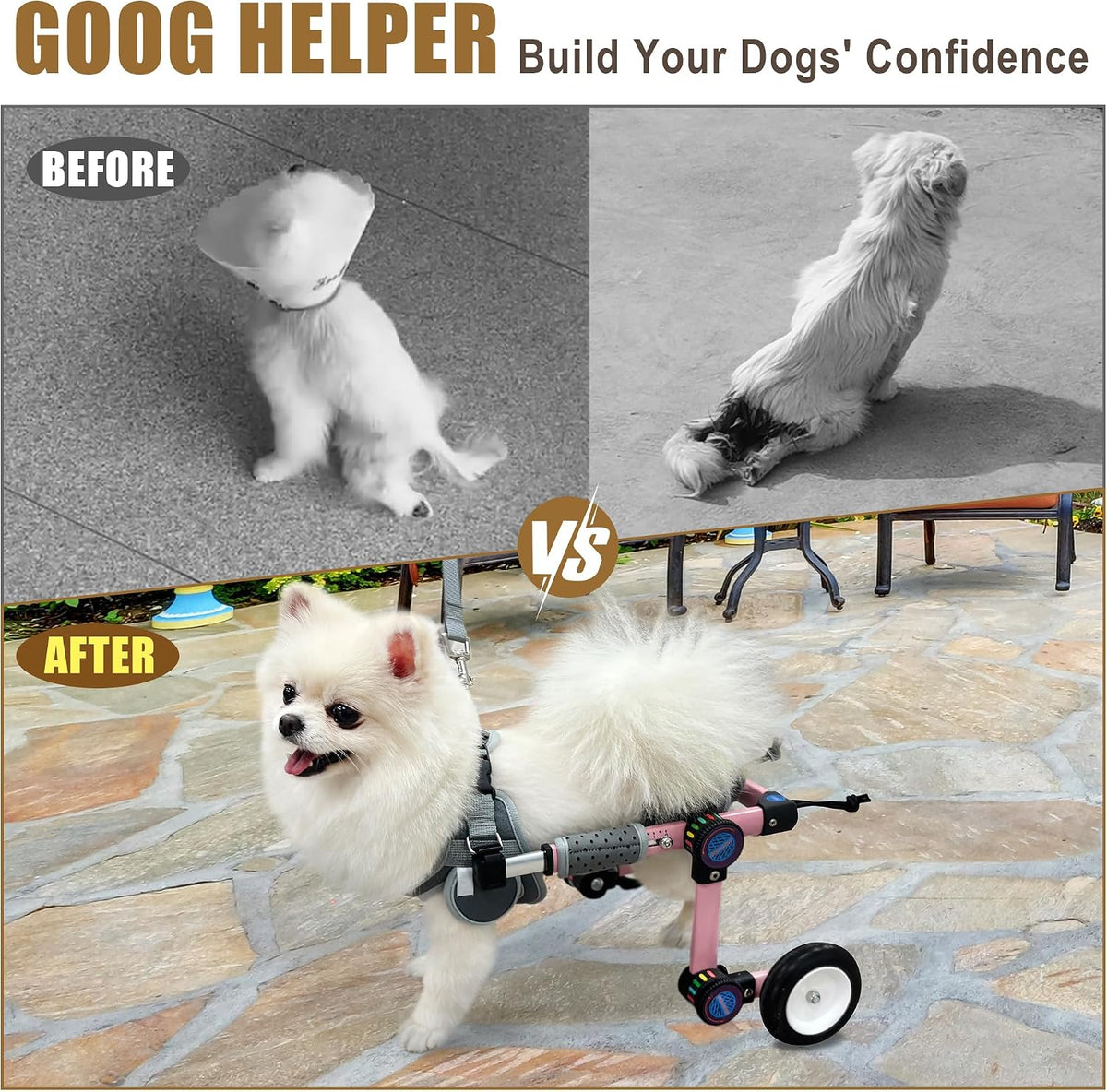 Dog Wheelchair for Back Legs, Adjustable Mobility Cart for Dog – Essentials for Dogs - Pink X-Small Plus - image 2