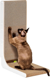 EHEYCIGA Cardboard Cat Scratcher for Indoor Cats - White / 16.6x11.2x26.8