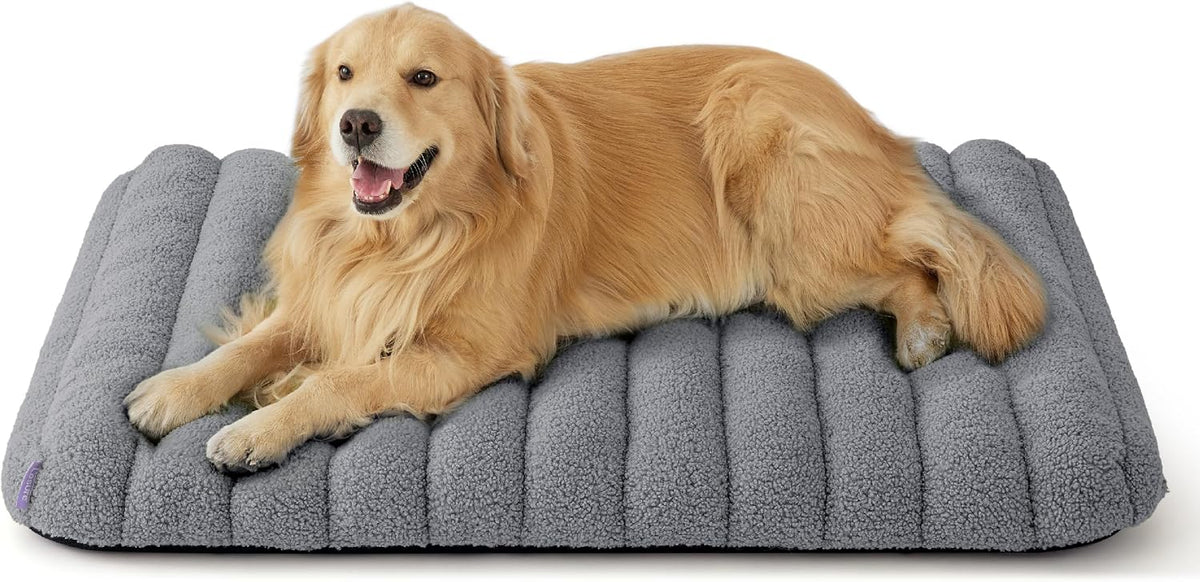 LE SURE Cute Orthopedic Dog Bed Large Sized Dog, Flat Pet Mat - 44"L x 32"W x 4"Th / Grey