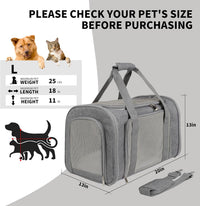 Cat Dog Carriers Soft-Sided - 17.0"L x 11.0"W x 11.0"H / grey - image 2