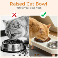 Elevated Cat Bowls Set - Raised Cat Food and Water Bowl Set with Non Slip Stand - Pet Feeding - White - image 3