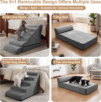 Dog Stairs for High Beds 30-36" H 6-Step Pet Stairs for Large Dogs – Essentials for Dogs - Dark Gray - image 4