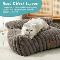 COZY KISS Cute Cat Couch, Fluffy Sofa Bed for Cats and Small Dogs, Premium Faux Rabbit Fur Cats - Grey / Small: 25.5'' x 17.5'' - image 3