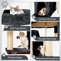 58.5inch Large Cat Tree Tower Condo for Indoor Cats - 58.5in / Grey Black - image 4