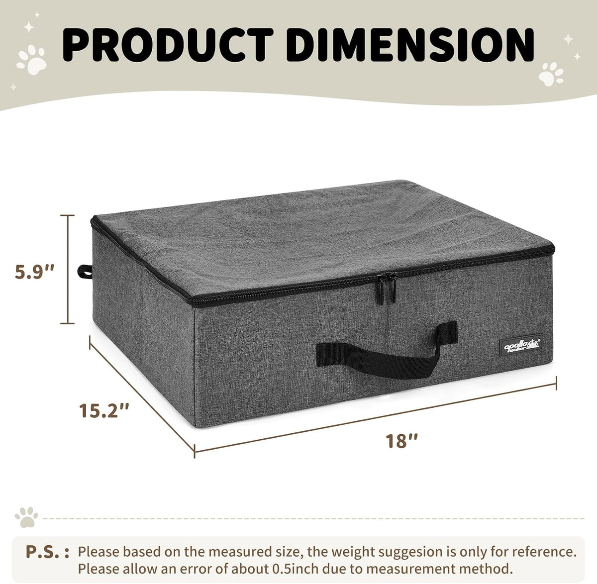 apollo walker Portable Cat Litter Box With Waterproof bag and Lid - Gray / Small - image 2