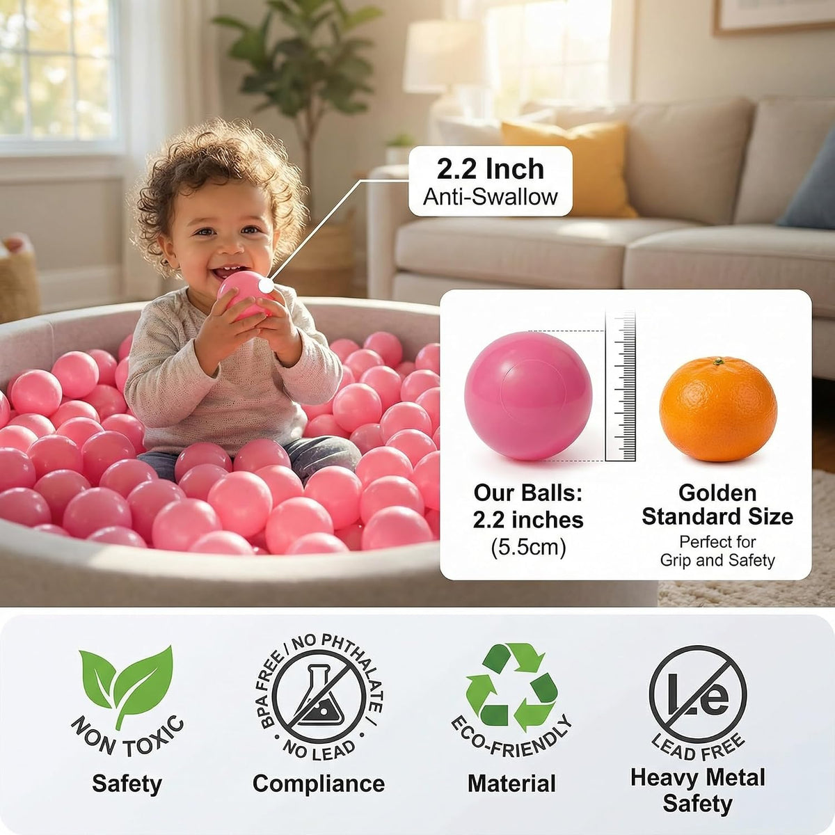 Clear Ball Pit Balls - Crush Proof Plastic Toy Balls for Boys and Girls – Fun for Kids & Family - 100 PACK / Pink - image 3