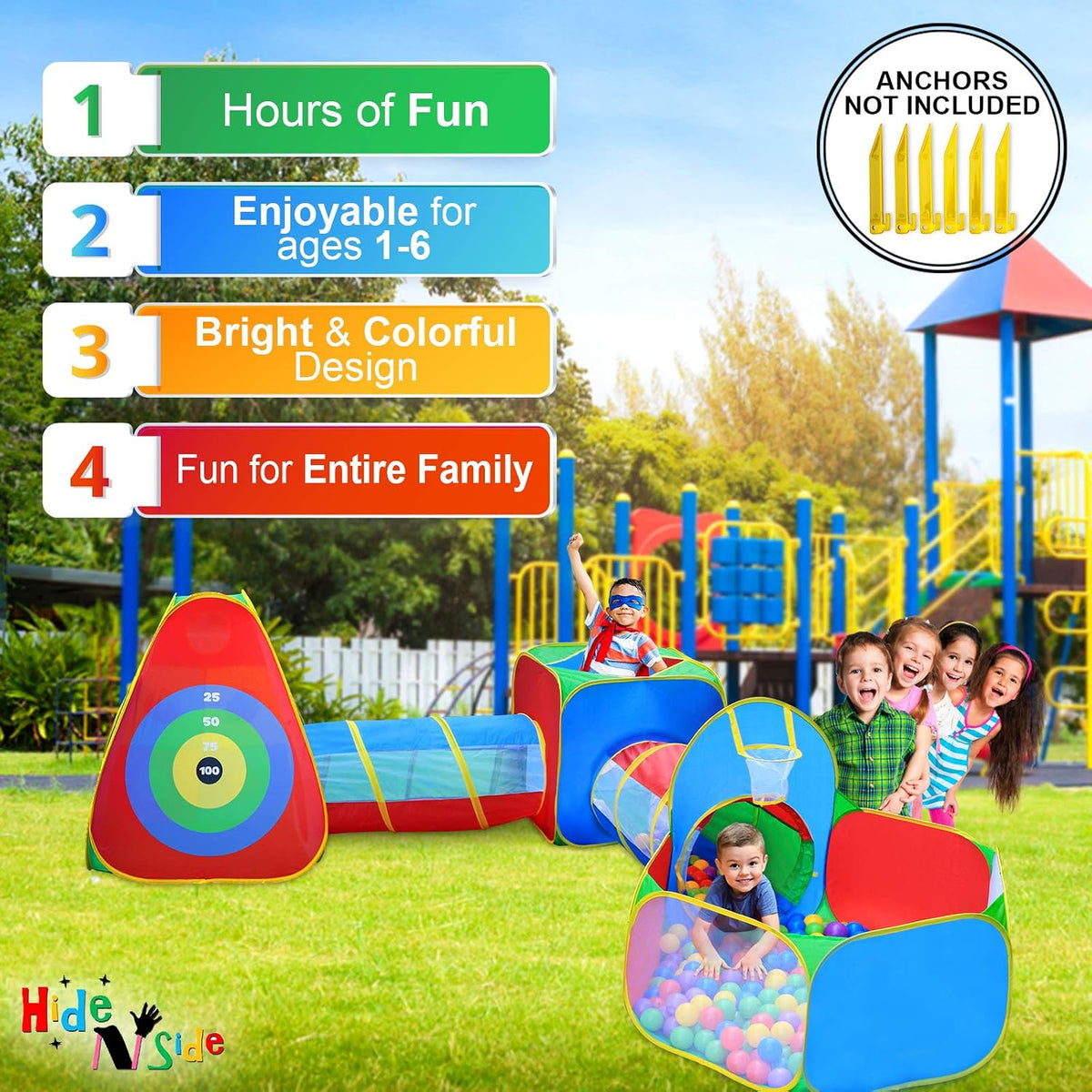 Hide N Side 5pc Kids Ball Pit Tents and Tunnels - image 3