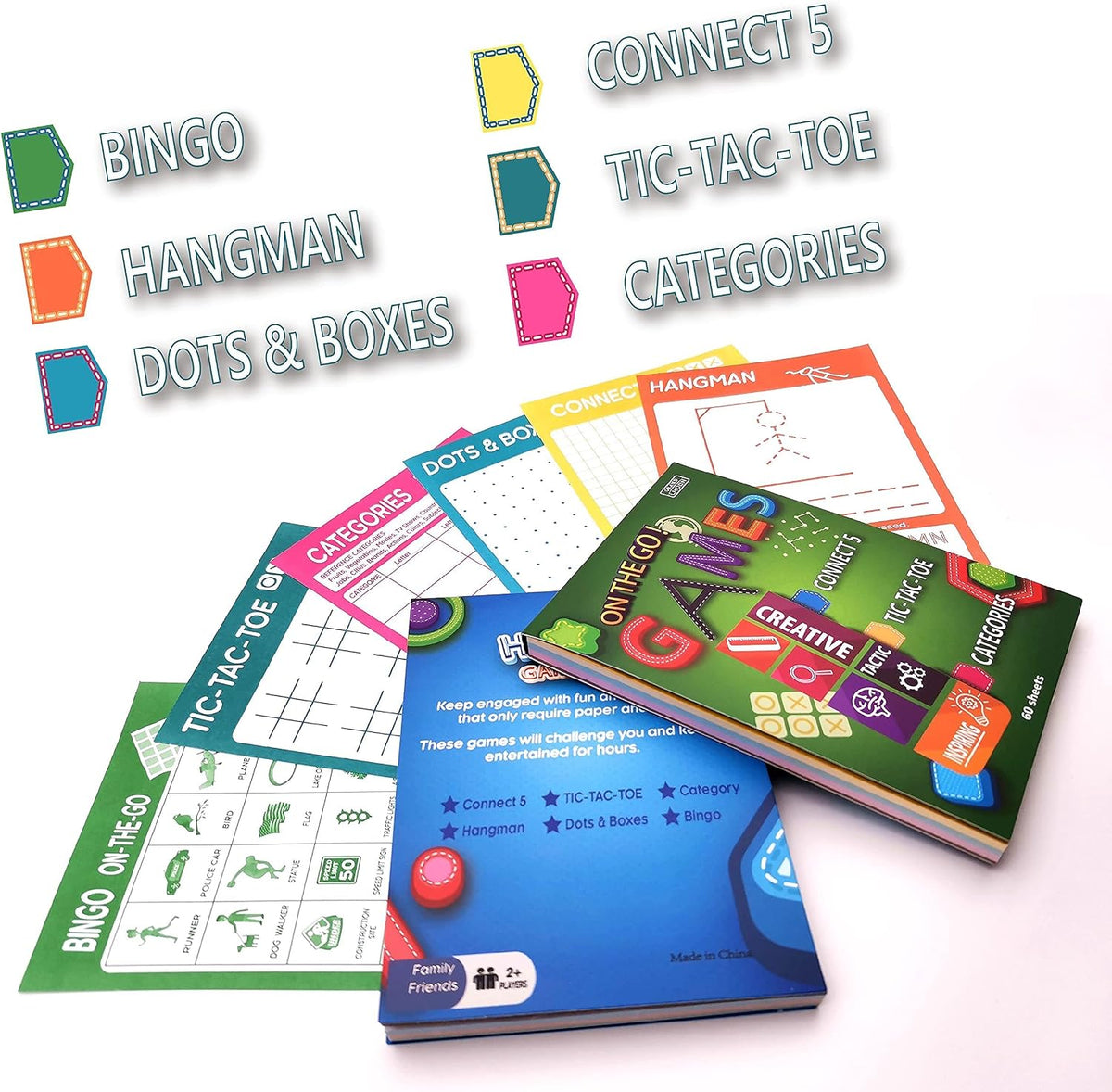 GRANDLMOON 5 Portable Travel Game Activities Pad On The Go Plane Trip - 6X4 - image 2